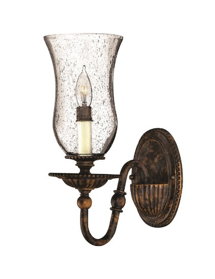 Picture of 60w Sconce Rockford CAND Clear Seedy Hurricane Forum Bronze