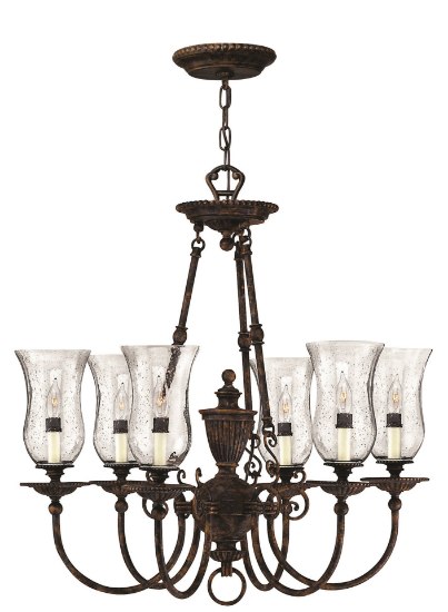 Picture of 60w Chandelier Rockford CAND Clear Seedy Hurricane Forum Bronze Single Tier Foyer