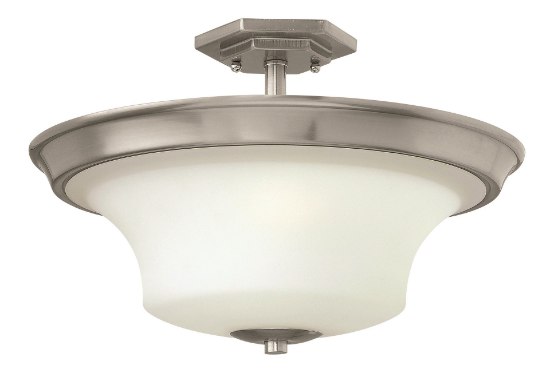 Foto para 100w Foyer Brantley MED Etched Opal Brushed Nickel Semi-flush Mount