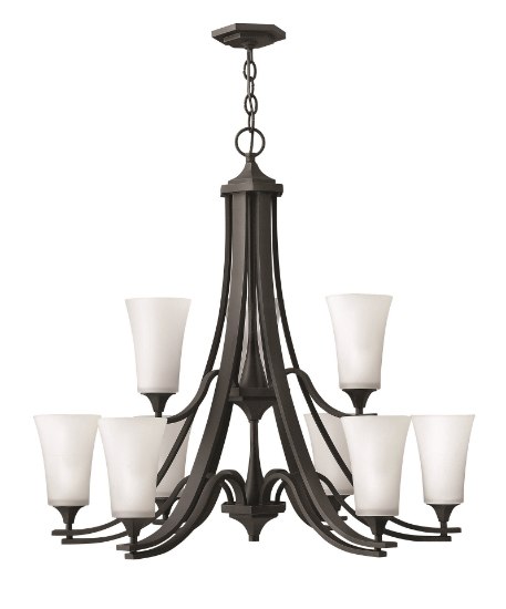 Picture of 75w Chandelier Brantley MED Etched White Textured Black Two Tier Foyer