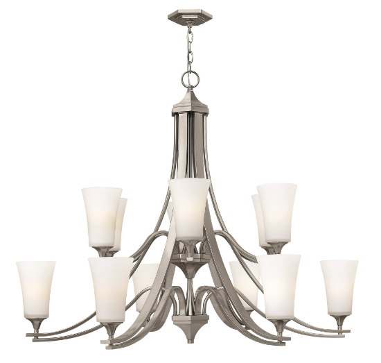 Picture of 60w Chandelier Brantley MED Etched Opal Brushed Nickel Two Tier Foyer