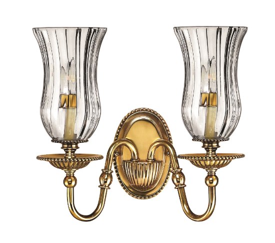 Foto para 60w Sconce Cambridge CAND Clear Optic Burnished Brass Two Light Sconce