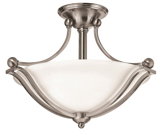 Foto para 100w Foyer Bolla MED Etched Opal Brushed Nickel Semi-flush Mount