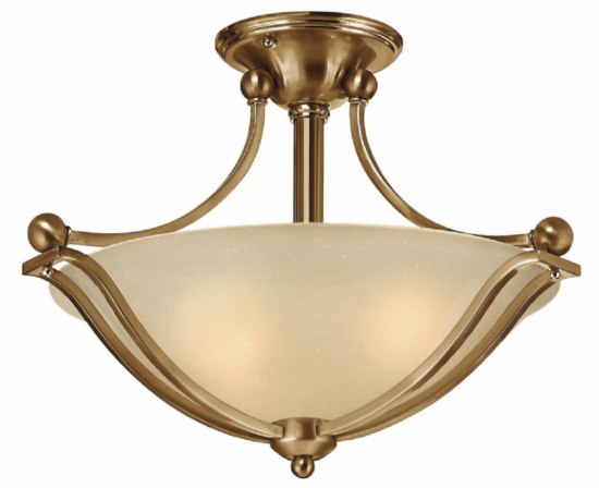 Foto para 32w Foyer Bolla LED Light Amber Seedy Brushed Bronze Semi-flush Mount