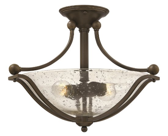 Foto para 100w Foyer Bolla MED Clear Seedy Olde Bronze Semi-flush Mount