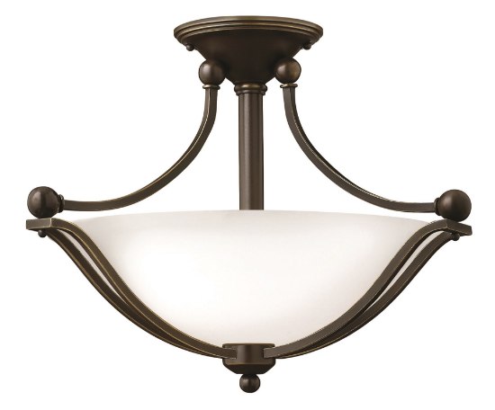 Picture of 100w Foyer Bolla MED Etched Opal Olde Bronze Semi-flush Mount