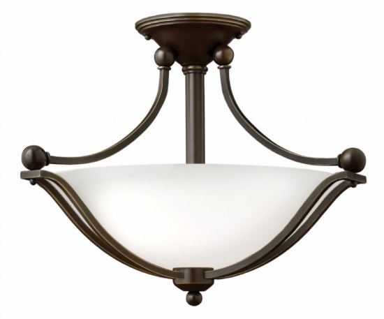 Picture of 32w Foyer Bolla LED Etched Opal Olde Bronze Semi-flush Mount