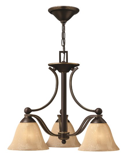 Picture of 100w Chandelier Bolla MED Light Amber Seedy Olde Bronze Three Light Downlight