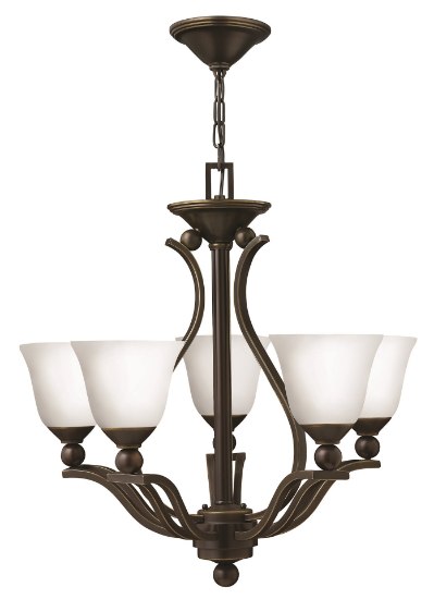 Picture of 100w Chandelier Bolla MED Etched Opal Olde Bronze Single Tier Foyer