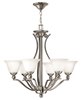 Foto para 100w Chandelier Bolla MED Etched Opal Brushed Nickel Single Tier Foyer