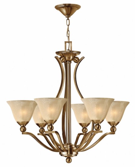 Picture of 100w Chandelier Bolla MED Light Amber Seedy Brushed Bronze Single Tier Foyer