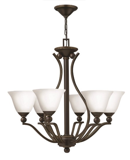 Picture of 100w Chandelier Bolla MED Etched Opal Olde Bronze Single Tier Foyer