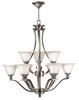 Foto para 100w Chandelier Bolla MED Etched Opal Brushed Nickel Two Tier Foyer