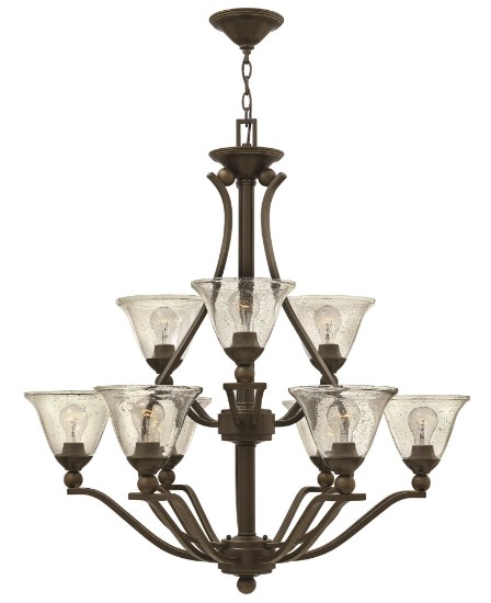 Picture of 100w Chandelier Bolla MED Clear Seedy Olde Bronze Two Tier Foyer