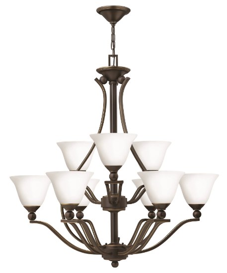 Picture of 100w Chandelier Bolla MED Etched Opal Olde Bronze Two Tier Foyer