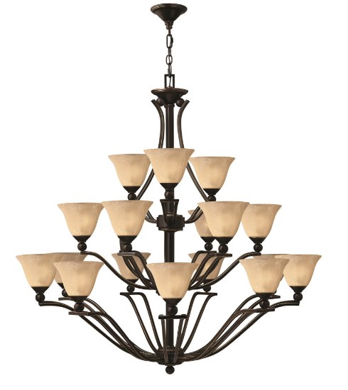 Picture of 60w Chandelier Bolla MED Light Amber Seedy Olde Bronze Three Tier Foyer