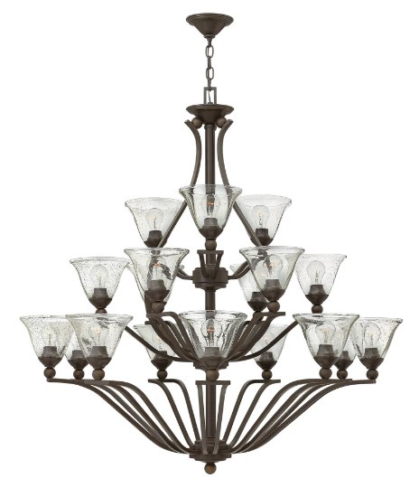 Foto para 60w Chandelier Bolla MED Clear Seedy Olde Bronze Three Tier Foyer