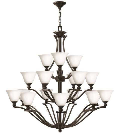 Foto para 60w Chandelier Bolla MED Etched Opal Olde Bronze Three Tier Foyer