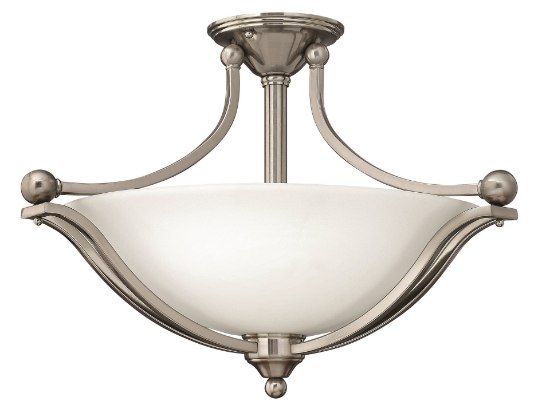 Picture of 100w Foyer Bolla MED Etched Opal Brushed Nickel Semi-flush Mount