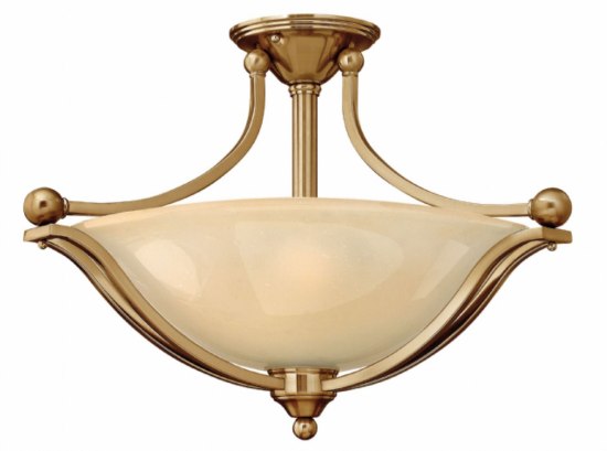 Picture of 100w Foyer Bolla MED Light Amber Seedy Brushed Bronze Semi-flush Mount