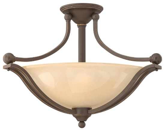 Foto para 100w Foyer Bolla MED Light Amber Seedy Olde Bronze Semi-flush Mount