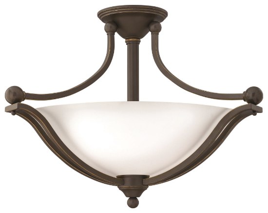 Foto para 100w Foyer Bolla MED Etched Opal Olde Bronze Semi-flush Mount