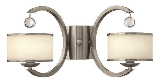 Foto para 60w Sconce Monaco CAND Etched Opal Metal Trimmed Glass Shade Brushed Nickel Two Light Sconce