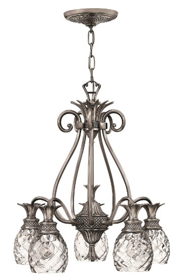 Picture of 60w Chandelier Plantation MED Clear Optic Polished Antique Nickel Downlight Foyer