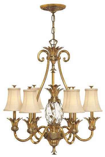 Picture of 60w Chandelier Plantation CAND Clear Optic Burnished Brass Single Tier Foyer