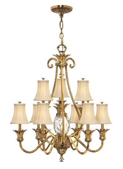 Picture of 60w Chandelier Plantation CAND Clear Optic Burnished Brass Two Tier Foyer