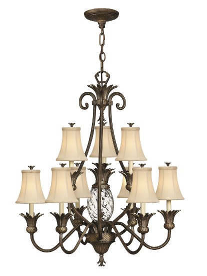 Foto para 60w Chandelier Plantation CAND Clear Optic Pearl Bronze Two Tier Foyer