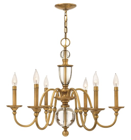 Picture of 60w Chandelier Eleanor CAND Heritage Brass Single Tier