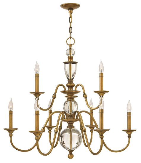 Picture of 60w Chandelier Eleanor CAND Heritage Brass Two Tier Foyer