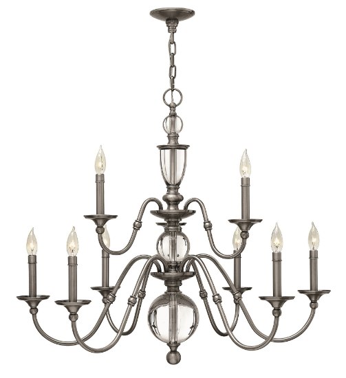 Foto para 60w Chandelier Eleanor CAND Polished Antique Nickel Two Tier Foyer