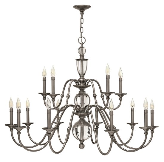 Picture of 60w Chandelier Eleanor CAND Polished Antique Nickel Two Tier Foyer