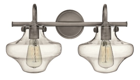 Foto para 100w Bath Congress MED Clear Glass Antique Nickel Bath Two Light