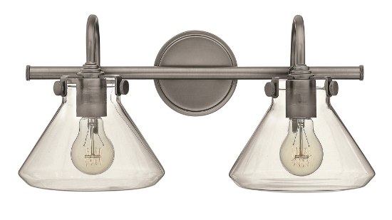 Foto para 100w Bath Congress MED Clear Glass Antique Nickel Bath Two Light