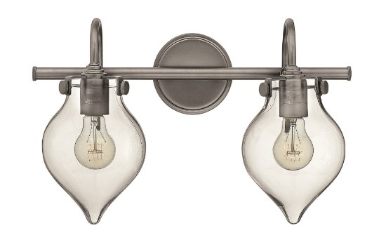 Foto para 100w Bath Congress MED Clear Glass Antique Nickel Bath Two Light