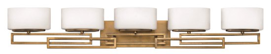 Foto para 60w Bath Lanza G-9 Etched Opal Brushed Bronze Bath Five Light