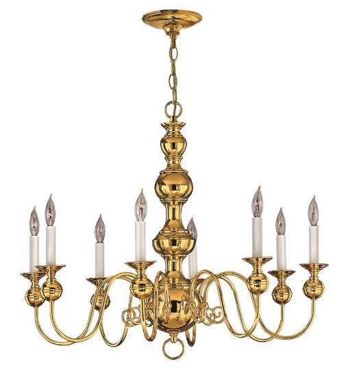 Foto para 60w Chandelier Virginian CAND Polished Brass Single Tier Foyer