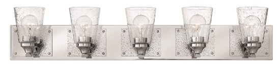 Foto para 100w Bath Jackson MED Clear Seedy Polished Nickel Bath Five Light