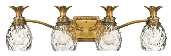 Picture of 100w Bath Plantation MED Clear Optic Burnished Brass Bath Four Light