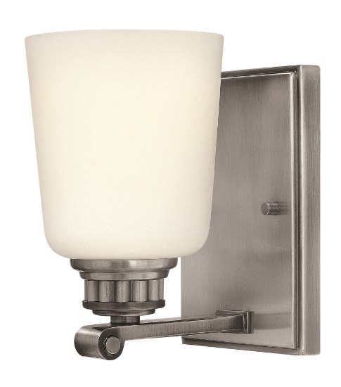 Foto para 100w Bath Annette MED Etched Opal Polished Antique Nickel Bath Sconce