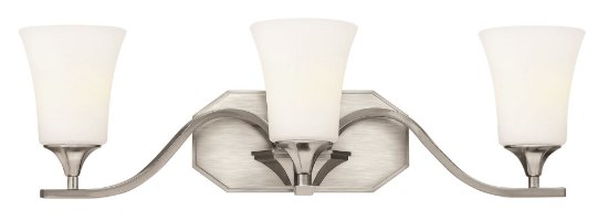 Foto para 100w Bath Brantley MED Etched Opal Brushed Nickel Bath Three Light