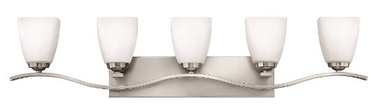 Foto para 100w Bath Josie MED Etched Opal Brushed Nickel Bath Five Light