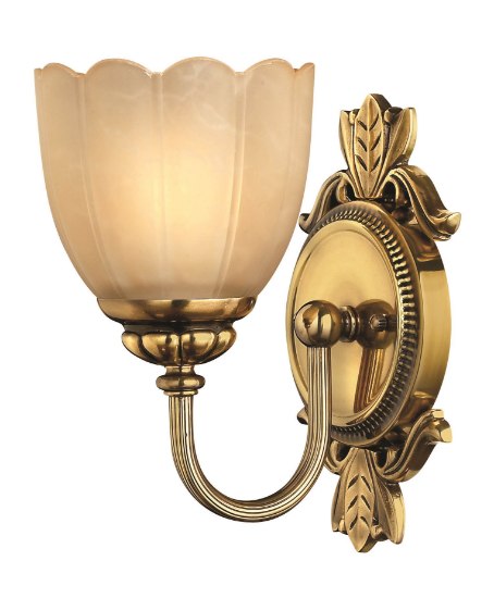 Picture of 100w Bath Isabella MED Marbled Etched Amber Burnished Brass Bath Sconce