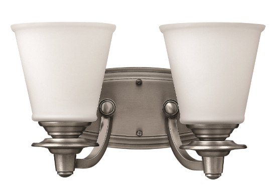 Picture of 100w Bath Plymouth MED Etched Opal Polished Antique Nickel Bath Two Light