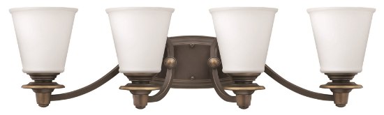 Foto para 100w Bath Plymouth MED Etched Opal Olde Bronze Bath Four Light