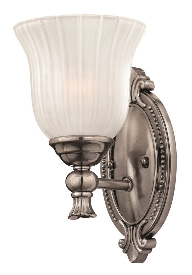 Picture of 100w Bath Francoise MED Frosted Ribbed Polished Antique Nickel Bath Sconce