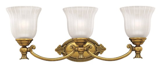 Picture of 100w Bath Francoise MED Frosted Ribbed Burnished Brass Bath Three Light